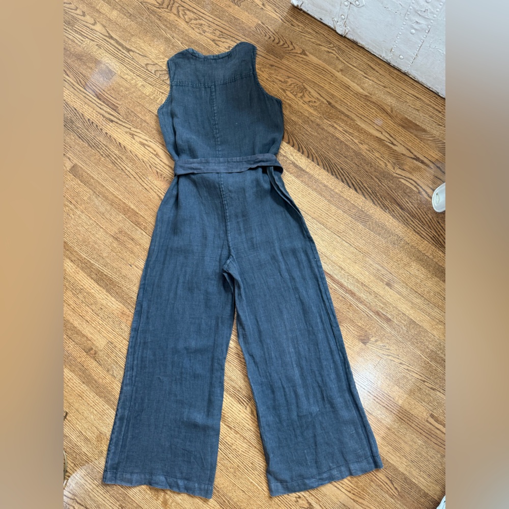 Faherty Hermosa 100% Linen Wide Leg Jumpsuit S Washed Black - Picture 5 of 7